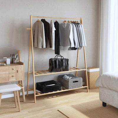 Vaateteline hyllyillä 132x45,5x150,5 cm Bambu