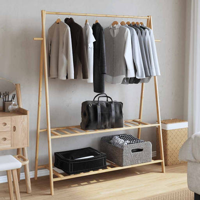 Vaateteline hyllyillä 132x45,5x150,5 cm Bambu