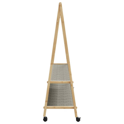 Vaateteline hyllyillä ja pyörillä 132x45,5x155,5 cm bambu