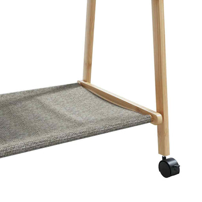 Vaateteline hyllyillä ja pyörillä 132x45,5x155,5 cm bambu