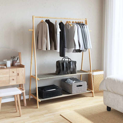 Vaateteline hyllyillä 132x45,5x150,5 cm Bambu