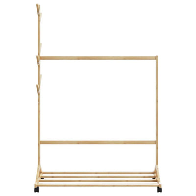 vidaXL-vaateteline koukuilla ja pyörillä 100x35x157 cm bambu
