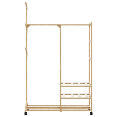 Vaateteline hyllyillä ja pyörillä Petrache 100x38x175,5cm (bambu)