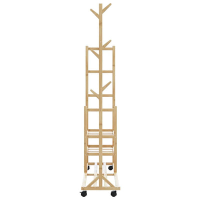 Vaateteline hyllyillä ja pyörillä Petrache 100x38x175,5cm (bambu)