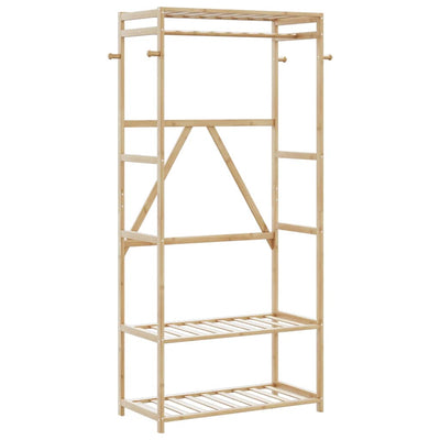 Vaateteline hyllyillä 80x40x175 cm Bambu