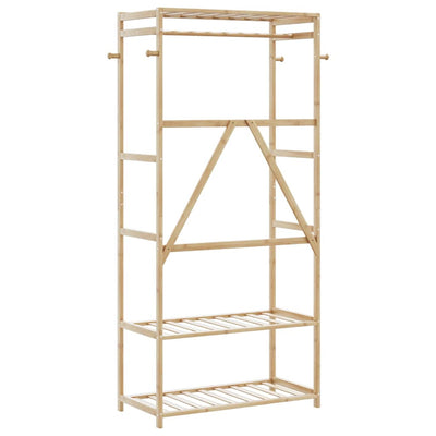 Vaateteline hyllyillä 80x40x175 cm Bambu