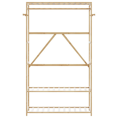 Vaateteline hyllyillä Marisena 110x40x175cm (bambu)