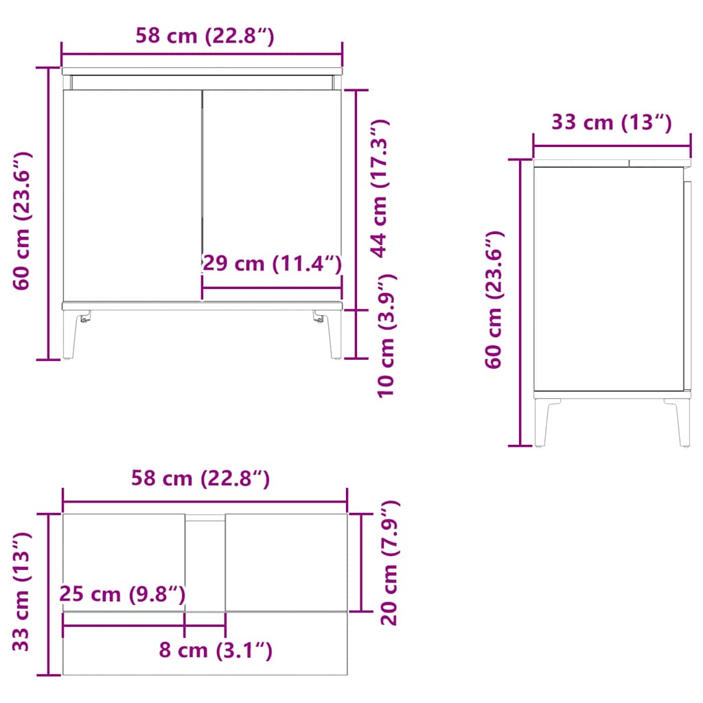 Sonoma tammi pesuallaskaappi Francoise 58x33x60cm (puinen)