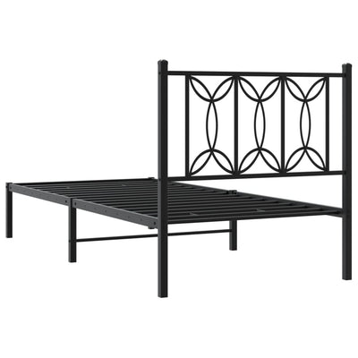 Metallinen sängynrunko päädyllä musta 75x190 cm