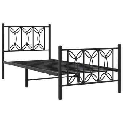 Metallinen sängynrunko päädyillä musta 75x190 cm