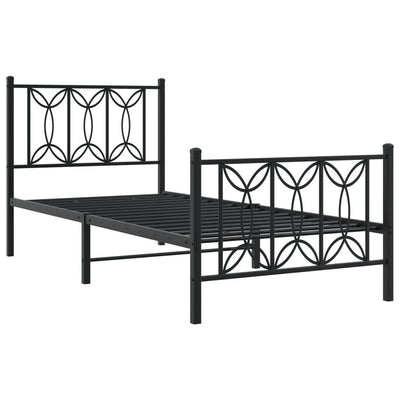Metallinen sängynrunko päädyillä musta 80x200 cm