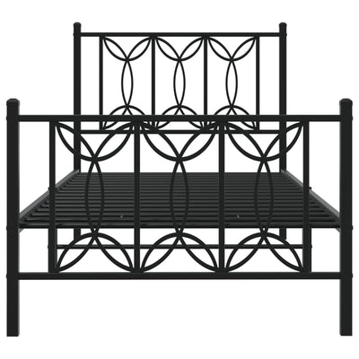 Metallinen sängynrunko päädyillä musta 80x200 cm
