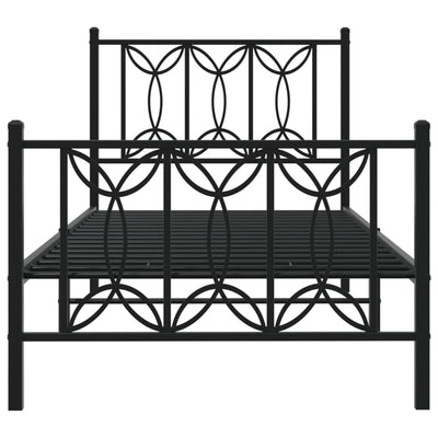 Metallinen sängynrunko päädyillä musta 90x190 cm