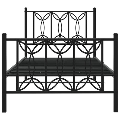 Metallinen sängynrunko päädyillä musta 90x200 cm