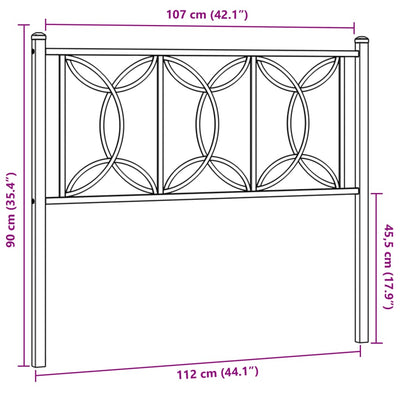 Metallinen sängynpääty musta 107 cm