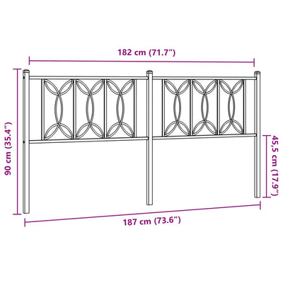 Metallinen sängynpääty musta 180 cm