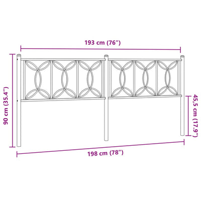 Metallinen sängynpääty musta 193 cm