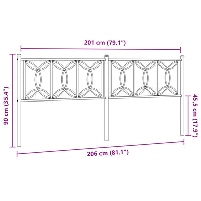 Metallinen sängynpääty musta 200 cm