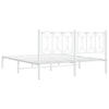 Valkoinen metallinen sängynrunko päädyllä Sumitru 150x200cm