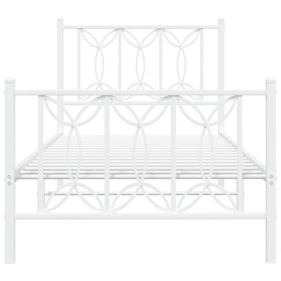 Valkoinen metallinen sängynrunko päädyillä Sumitru 80x200cm