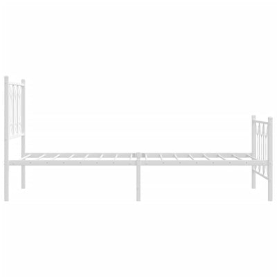 Valkoinen metallinen sängynrunko päädyillä Sumitru 80x200cm