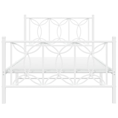Valkoinen metallinen sängynrunko päädyillä Sumitru 107x203cm