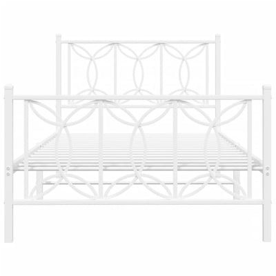 Metallinen sängynrunko päädyillä valkoinen 107x203 cm