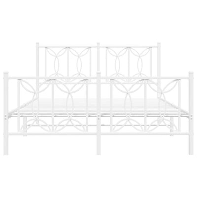 Valkoinen metallinen sängynrunko päädyillä Sumitru 135x190cm