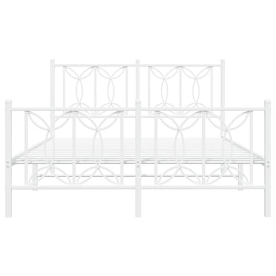 Valkoinen metallinen sängynrunko päädyillä Sumitru 140x200cm