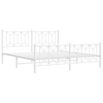 Valkoinen metallinen sängynrunko päädyillä Sumitru 180x200cm