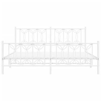 Valkoinen metallinen sängynrunko päädyillä Sumitru 180x200cm