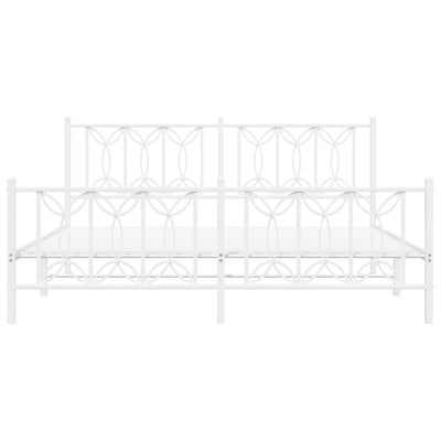 Valkoinen metallinen sängynrunko päädyillä Sumitru 183x213cm