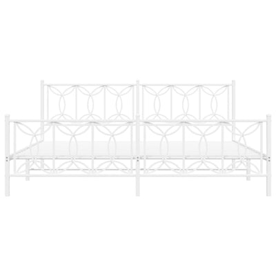 Valkoinen metallinen sängynrunko päädyillä Sumitru 193x203cm