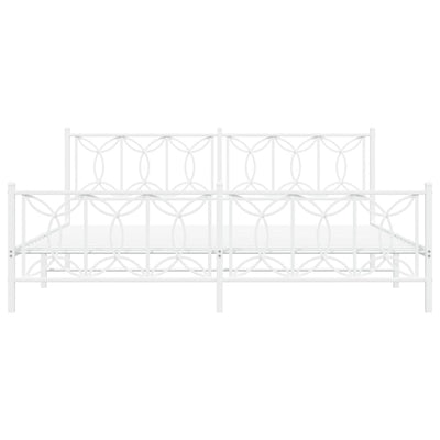 Valkoinen metallinen sängynrunko päädyillä Sumitru 200x200cm