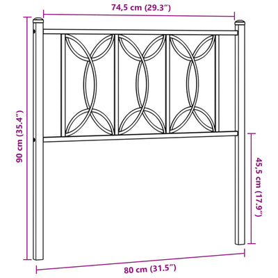 Metallinen sängynpääty valkoinen 75 cm