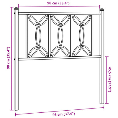 Metallinen sängynpääty valkoinen 90 cm