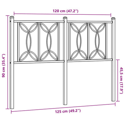 Metallinen sängynpääty valkoinen 120 cm
