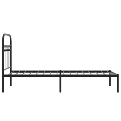 Metallinen sängynrunko päädyllä musta 75x190 cm