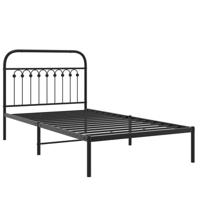 Metallinen sängynrunko päädyllä musta 100x200 cm