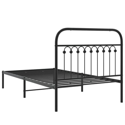 Metallinen sängynrunko päädyllä musta 100x200 cm