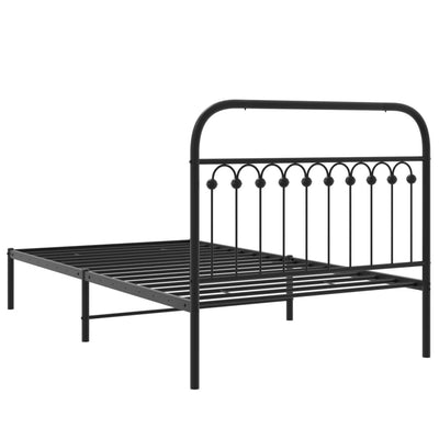 Metallinen sängynrunko päädyllä musta 107x203 cm
