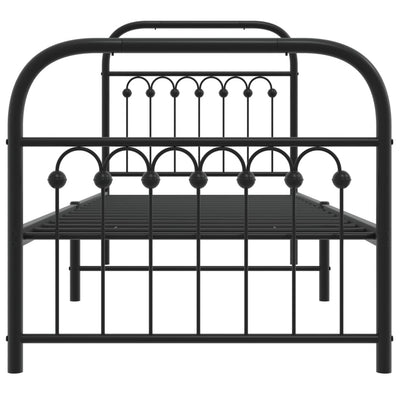 Metallinen sängynrunko päädyillä musta 75x190 cm