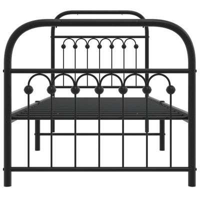 Metallinen sängynrunko päädyillä musta 80x200 cm