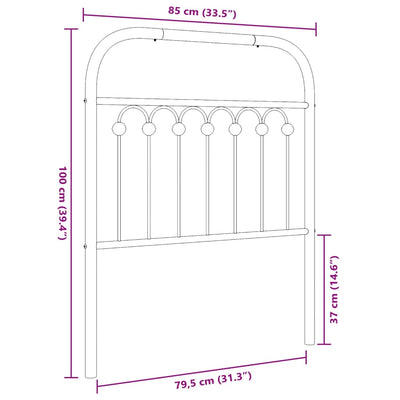 Metallinen sängynpääty musta 80 cm