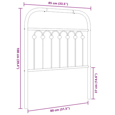 Musta metallinen sängynpääty Kyriakou 80cm