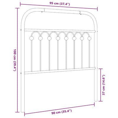 Metallinen sängynpääty musta 90 cm