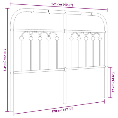 Metallinen sängynpääty musta 120 cm