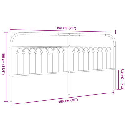 Metallinen sängynpääty musta 193 cm