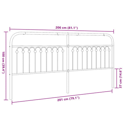 Metallinen sängynpääty musta 200 cm