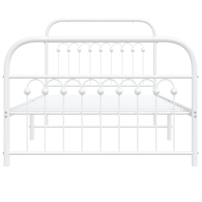 Valkoinen metallinen sängynrunko päädyillä Sena 100x190cm